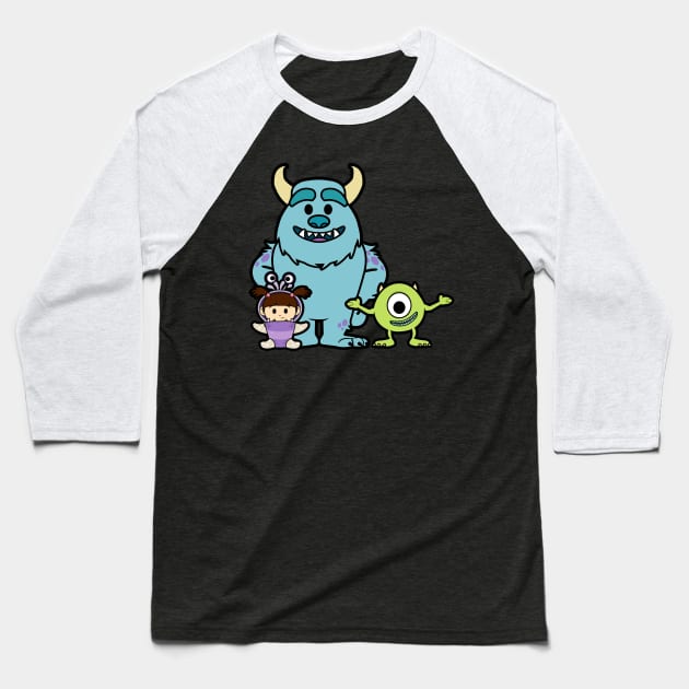 Monster Inc Group Chibi Baseball T-Shirt by untitleddada